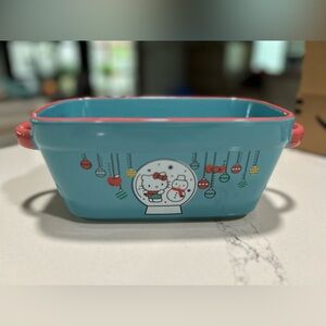 NEW Sanrio Hello Kitty Christmas Ceramic Snow Globe Loaf Pan Baking 9"L x 5"W